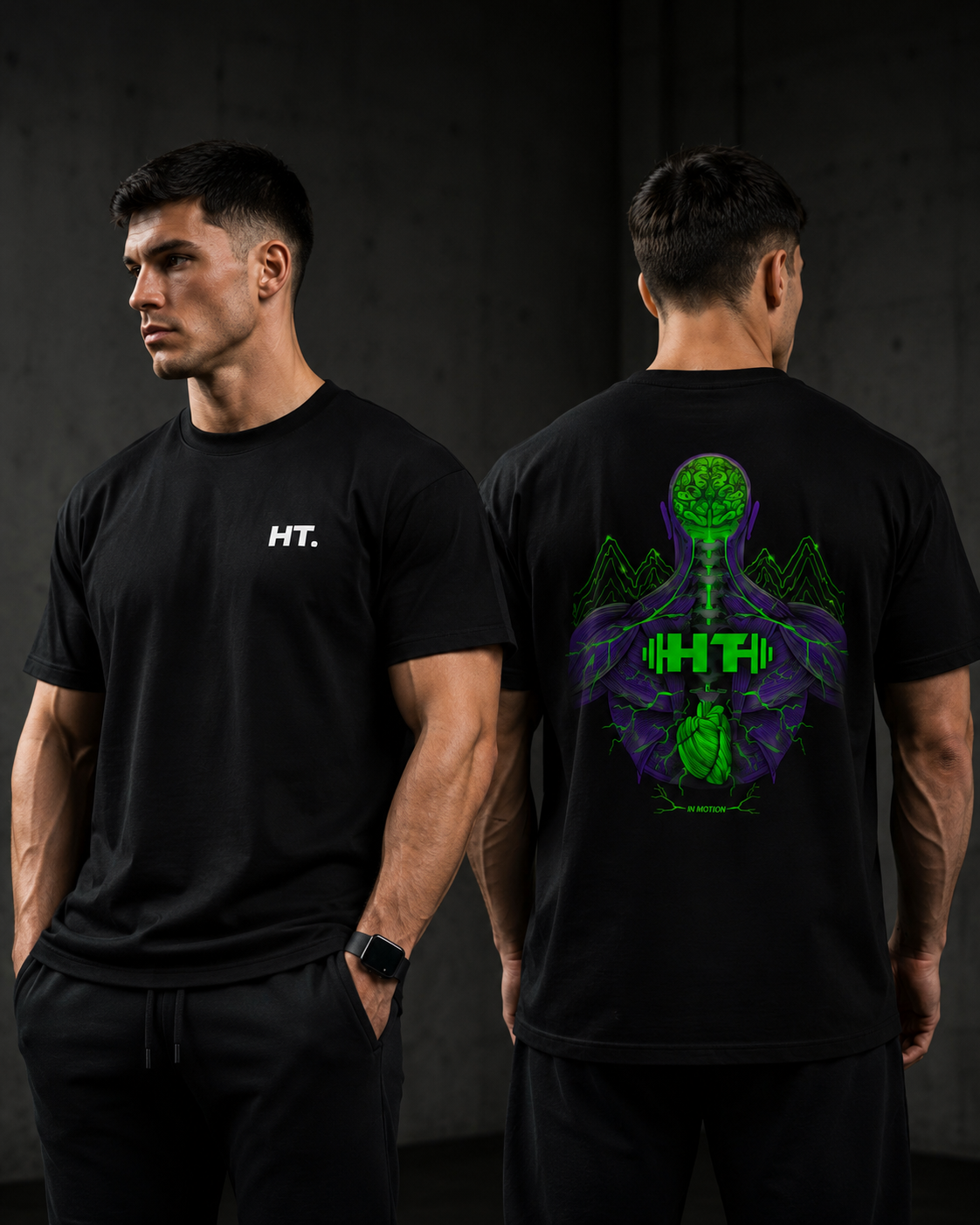 Polera Negra Manga Corta Diseño 1